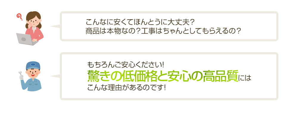 驚きの低価格と安心の高品質にはこんな理由があるんのです。
